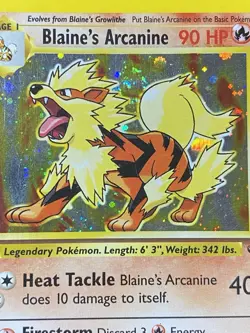 Blaine's Arcanine 1/132 Swirl Unlimited Pokemon Gym Challenge Vintage Holo MP - Image 2