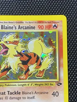 Blaine's Arcanine 1/132 Swirl Unlimited Pokemon Gym Challenge Vintage Holo MP - Image 4
