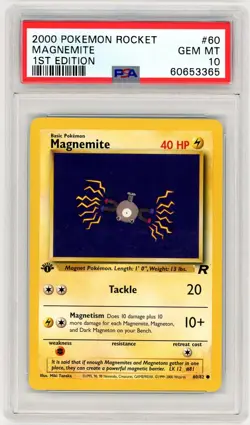 2000 Pokemon Team Rocket #60 Magnemite 1st Edition PSA 10 - Image 1