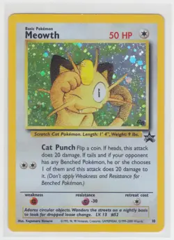 Pokemon Meowth #10 Ultra Rare Black Star Promo Holo-Basic - MP Condition - Image 1