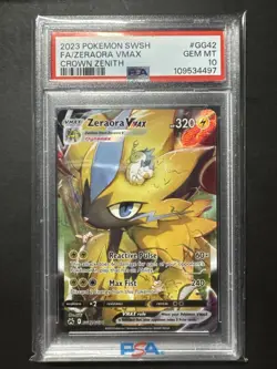 2023 POKEMON SWORD & SHIELD CROWN ZENITH #GG42 FULL ART/ZERAORA VMAX PSA 10 - Image 1