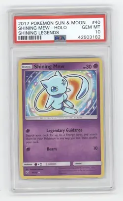 2017 POKEMON SUN & MOON SHINING LEGENDS MEW HOLO 40/73 PSA 10 Q1887 - Image 1