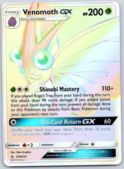 Venomoth GX 216/214 Rainbow Secret Rare (LP) - SM - Unbroken Bonds - Pokemon TCG - Image 1