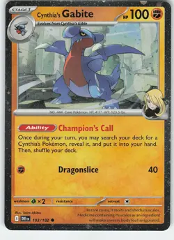 Cynthia's Gabite 103/182 (Cosmos Holo) Destined Rivals NM Pokemon - Image 1
