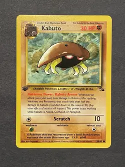 Kabuto 50/62 1st Edition Fossil Set Pokemon WOTC Common Card NM Vintage English - Image 1