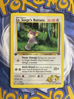 Pokemon TCG Lt. Surge's Rattata Gym Challenge 85/132 Regular Unlimited Common NM - Image 1