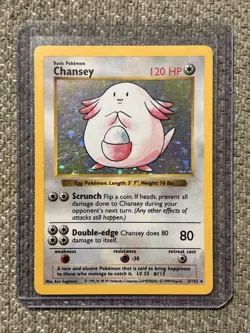 Pokemon TCG Base Set Chansey Holo Card Shadowless #3/102 LP Condition - Image 1