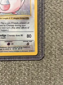 Pokemon TCG Base Set Chansey Holo Card Shadowless #3/102 LP Condition - Image 2