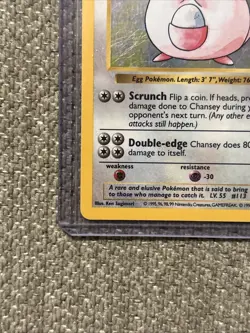 Pokemon TCG Base Set Chansey Holo Card Shadowless #3/102 LP Condition - Image 5