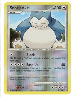 Snorlax Reverse Holo 37/130 Diamond and Pearl Base Set Pokemon Card - Image 1