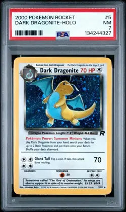 2002 Pokemon Rocket Dark Dragonite Holo PSA 7 - Image 1