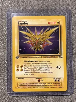 Pokemon TCG Zapdos Fossil 1st Edition Non-Holo Card 30/62 - Image 1