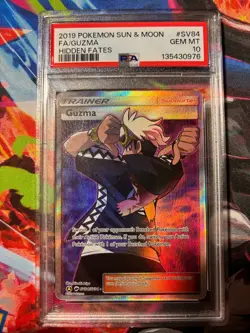 2019 POKEMON SUN & MOON HIDDEN FATES #SV84 FULL ART/GUZMA PSA 10 - Image 1