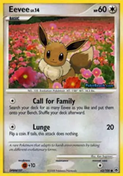 Eevee - 62/100 - Common LP, English Pokemon Majestic Dawn - Image 1