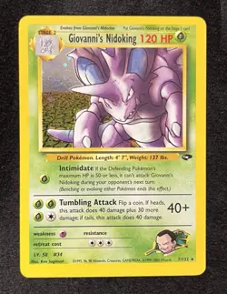 Pokemon TCG Giovanni's Nidoking Gym Challenge Holo Card 7/132 Unlimited Rare LP - Image 1