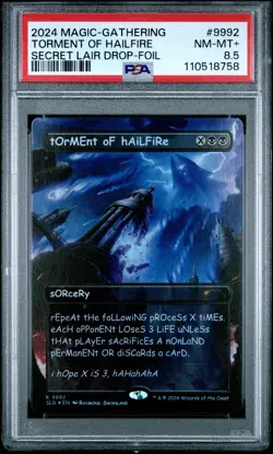 2024 MTG SECRET LAIR DROP FOIL #9992 TORMENT OF HAILFIRE PSA 8.5 - Image 1