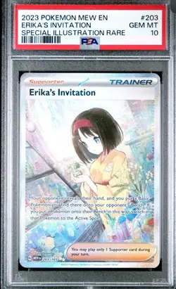 2023 POKEMON MEW EN-151 SPECIAL ILLUSTRATION RARE #203 ERIKA'S INVITATION PSA 10 - Image 1