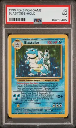 1999 Pokemon Unlimited Blastoise Rare Holo #2/102 PSA 7 Base Set - Image 1