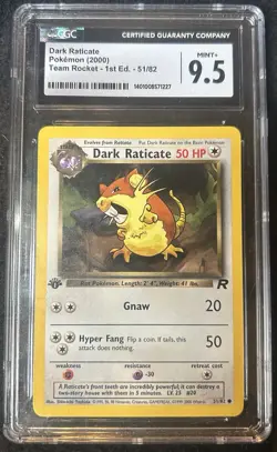 Dark Raticate 51/82 1st Edition Pokemon Team Rocket CGC 9.5 - Image 1