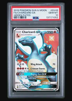2019 POKEMON SUN & MOON HIDDEN FATES #SV49 FULL ART/CHARIZARD GX PSA 10 - Image 1