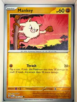 Mankey 056/165 Reverse Holo Pokemon 151 G MEW EN English - Image 1