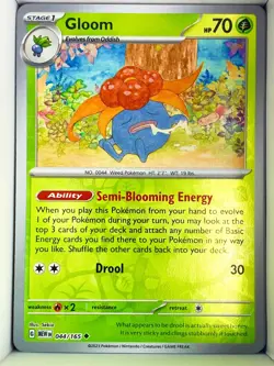 Gloom 044/165 Reverse Holo Pokemon 151 G MEW EN English - Image 1