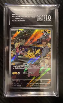 Pikachu 173/165 Pokemon Scarlet & Violet 151 Illustration Rare TAG 10 Gem Mint - Image 1