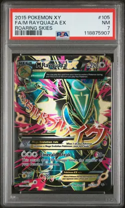Pokemon M Rayquaza EX XY Roaring Skies Full Art #105 PSA 7 - Image 3