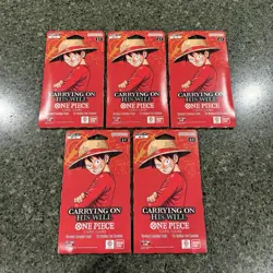 One Piece OP-13 CARRYING ON HIS WILL Sleeved Booster Packs Lot Of 5 NEW/SEALED - Image 1