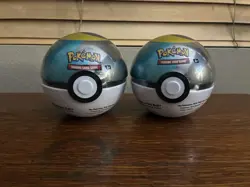 Pokemon TCG Booster Poke Ball Tin 2 Sealed Packs English Trading Card Game - Image 1