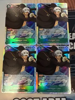 One Piece Card Game Trafalgar Law OP01-047 SR Romance Dawn Playset X4! - Image 1