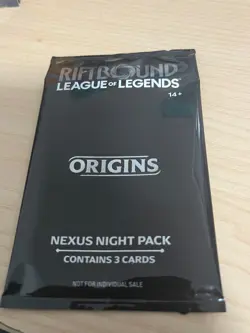 Riftbound Origins Nexus Night Pack Sealed English 3-Card Pack - Image 1