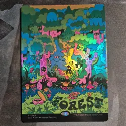 MTG Forest (Rainbow Foil) Secret Lair Flower Power NM - Image 1