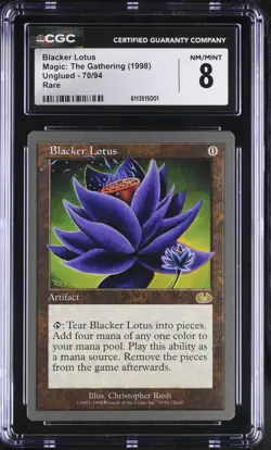 1998 Magic: The Gathering Unglued #70 Blacker Lotus CGC 8 NM-MT - Image 1