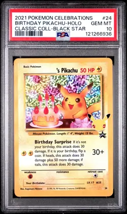 2021 POKEMON CELEBRATIONS CLASSIC COLL #24 BIRTHDAY PIKACHU-HOLO PSA 10 - Image 3