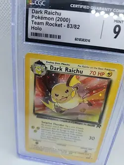 PSA 9 Mint Dark Raichu 83/82 Pokemon Team Rocket Unlimited Holo Rare - Image 4
