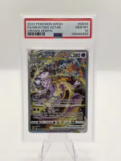 PSA 10 Mewtwo VStar GG44/GG70 Crown Zenith Galarian Gallery Pokemon Card - Image 1