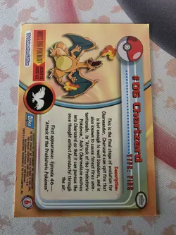 1999 Topps Pokemon TV Animation Series 1 Blue Label #06 Charizard - Image 3