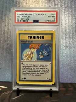 PSA 8 NEAR MINT-MINT 2000 Pokemon Gym Heroes #123 Misty's Duel - Image 1