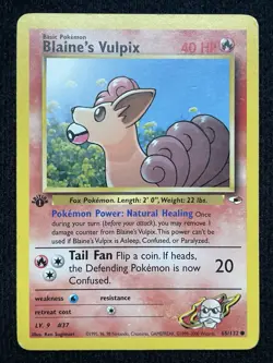Pokemon TCG 1st Edition Gym Heroes Blaine’s Vulpix 65/132 Mint/ NM Vintage Rare - Image 1
