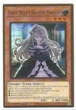 Yugioh MAGO-EN012 Ghost Belle & Haunted Mansion - Premium Gold Rare 1st edition - Image 1