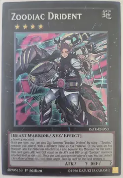 YuGiOh Zoodiac Drident Secret Rare 1st Edition RATE-EN053 - Image 1