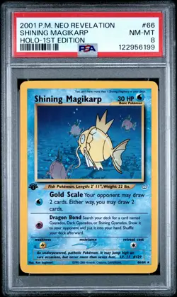 2001 Pokemon Neo Revelation #66 Shining Magikarp Holo 1st Edition PSA 8 - Image 1