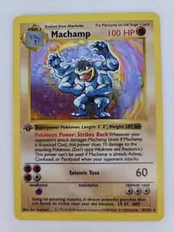 Pokemon TCG Machamp Base Set 8/102 Holo 1st Edition Holo Rare Shadowless - Image 1