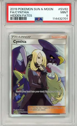 2019 POKEMON SUN & MOON SV82 FULL ART CYNTHIA MINT PSA 9 HIDDEN FATES TRAINER - Image 1