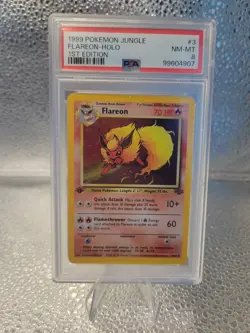 1999 POKEMON JUNGLE 1ST ED #3 FLAREON-HOLO PSA 8 - Image 1
