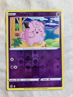 Pokemon TCG Clefairy Brilliant Stars Reverse Holo Card 053/172 NM Condition - Image 1