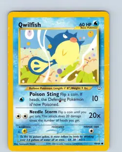 Pokemon TCG Qwilfish Neo Revelation 49/64 Unlimited Common Card WOTC HP-MP - Image 1