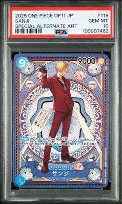One Piece Sanji SP PSA10 OP11-119 Godspeed Fist Blue Rare Collectible Card - Image 1
