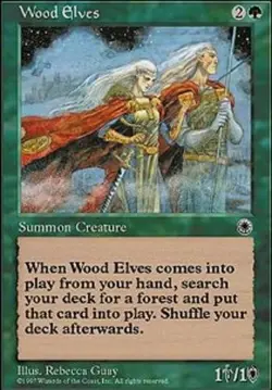MTG Wood Elves, Portal, Heavily Played, English - Image 1